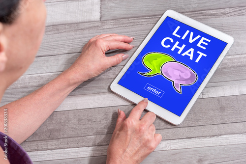 Live chat concept on a tablet