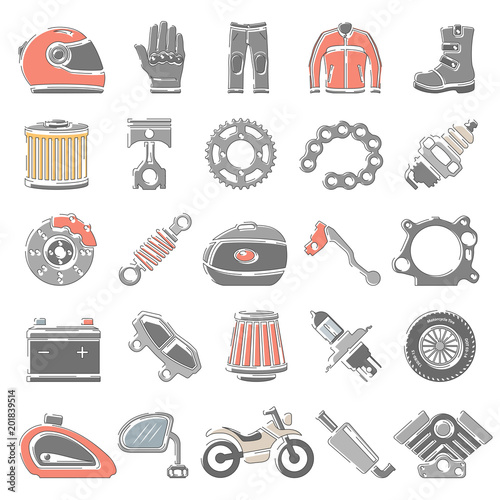 Outline Color Icons - Motorcycle Parts And Equipment