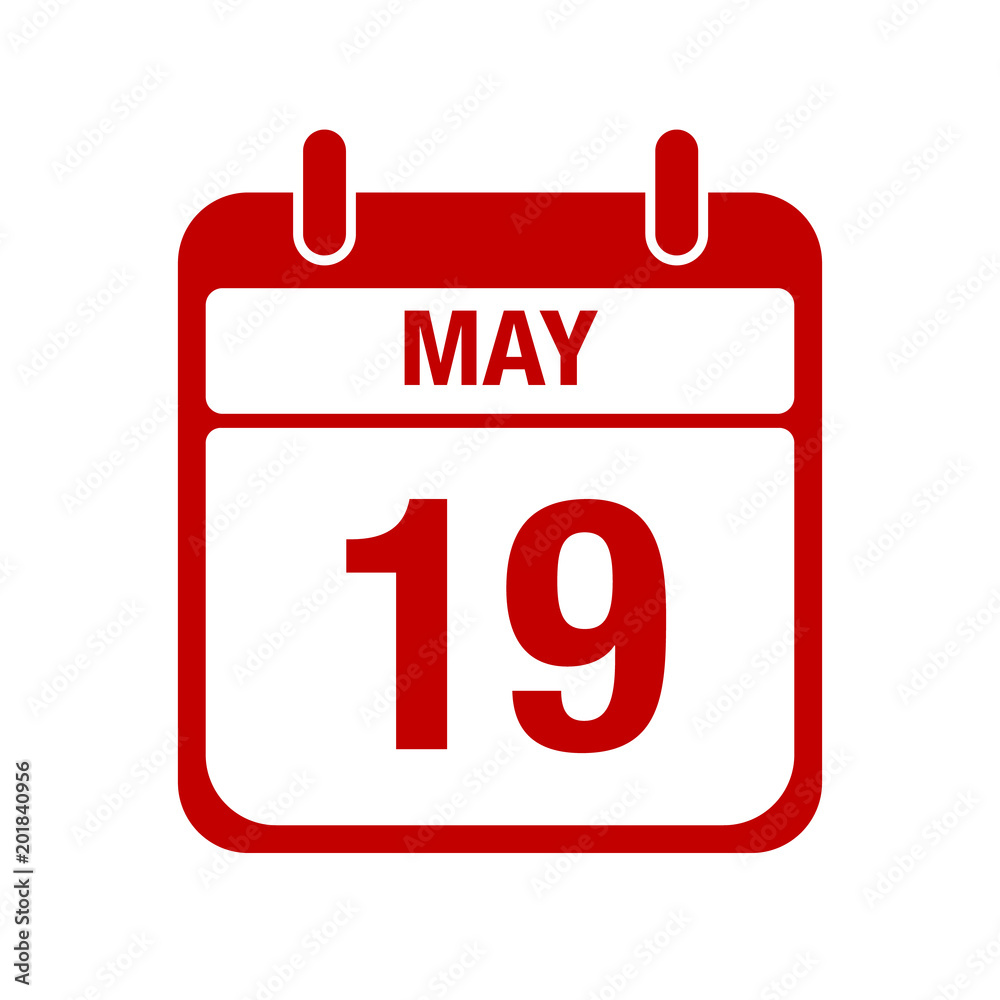 19 May calendar red icon. nineteen 19 May calendar red icon. nineteen