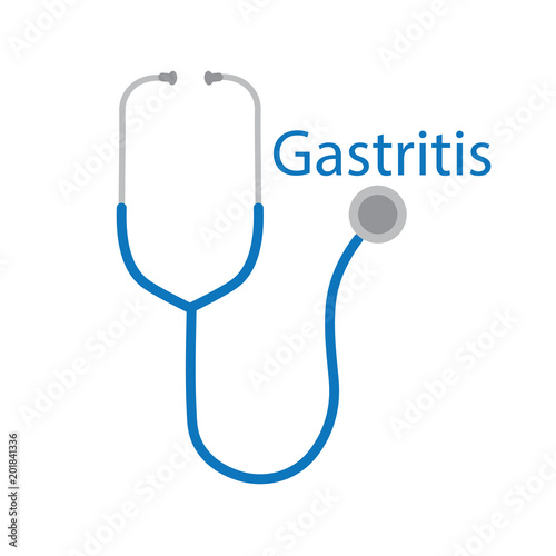 gastritis text and stethoscope icon- vector illustration