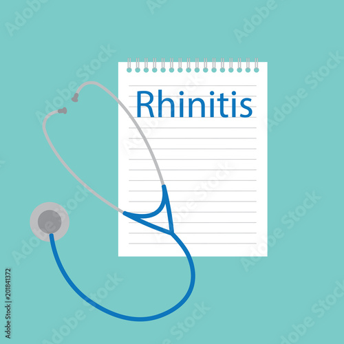 Rhinitis disease written in notebook- vector illustration