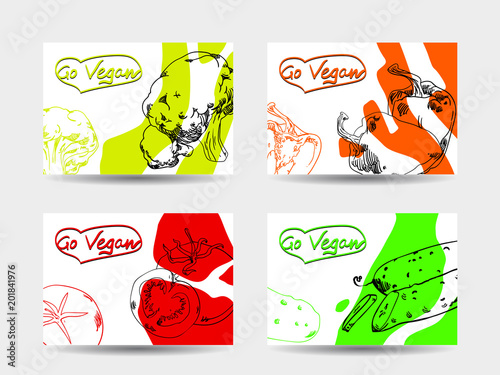 Go vegan backgrounds with vegetables.