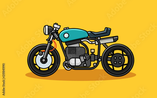 Vintage and retro racer motorcycle line vector flat style