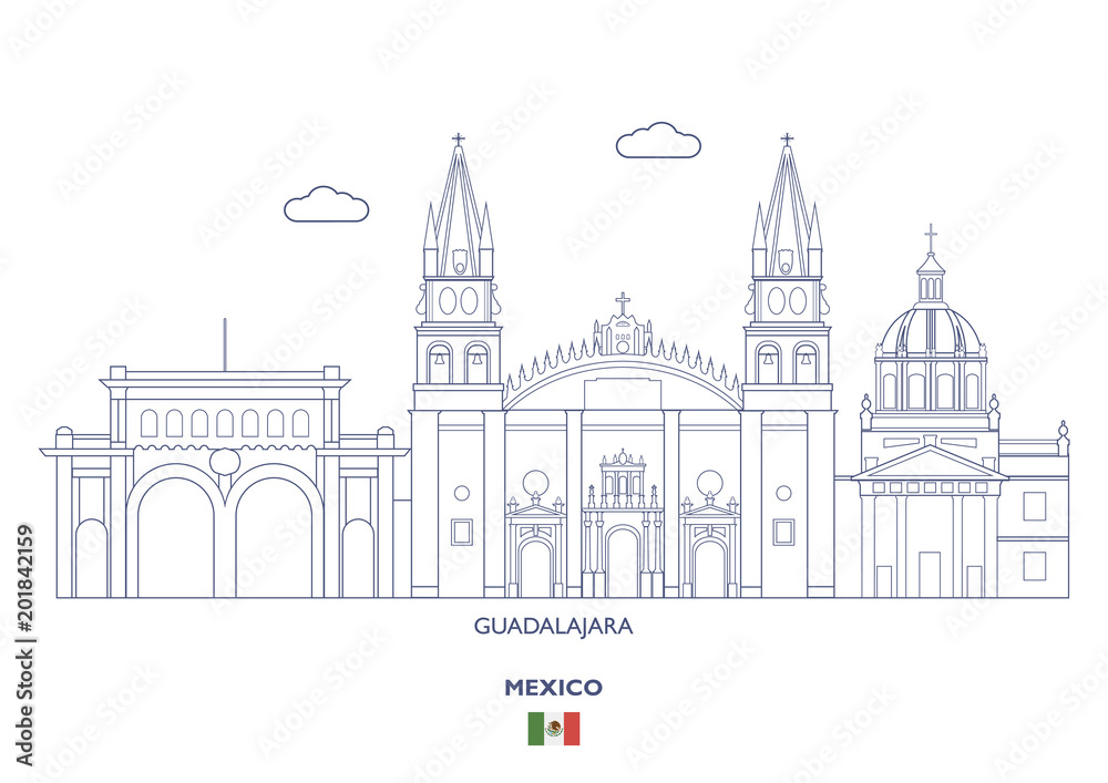 Guadalajara City Skyline, Mexico Stock Vector | Adobe Stock