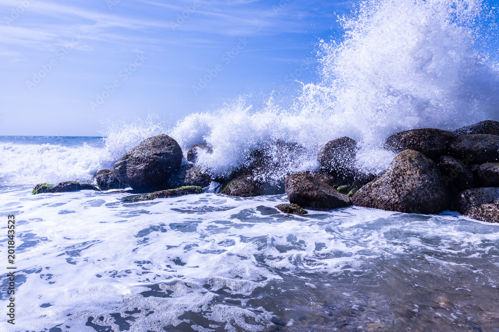 Rough sea along the coast next to Caracas (Vargas, Venezuela).