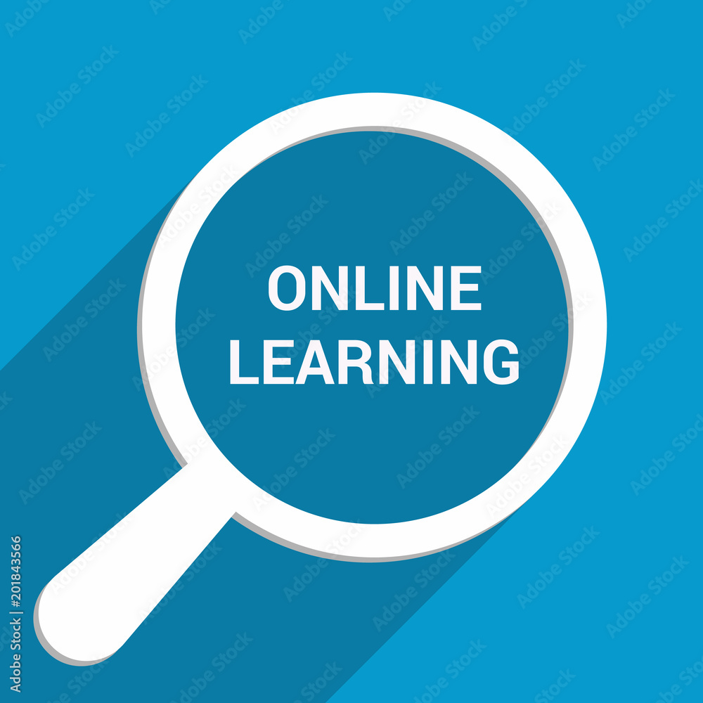 Education Concept: Magnifying Optical Glass With Words Online Learning Education Concept: Magnifying Optical Glass With Words Online Learning