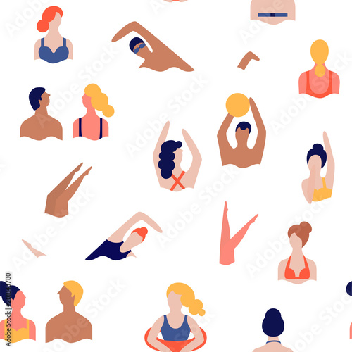 People on a beach. Seamless vector pattern