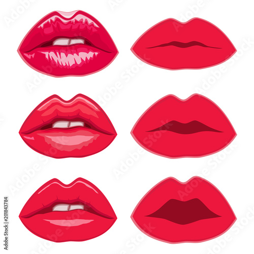 Lips. Set of icons, beauty logo. Abstract concept. Vector illustration on white background.
