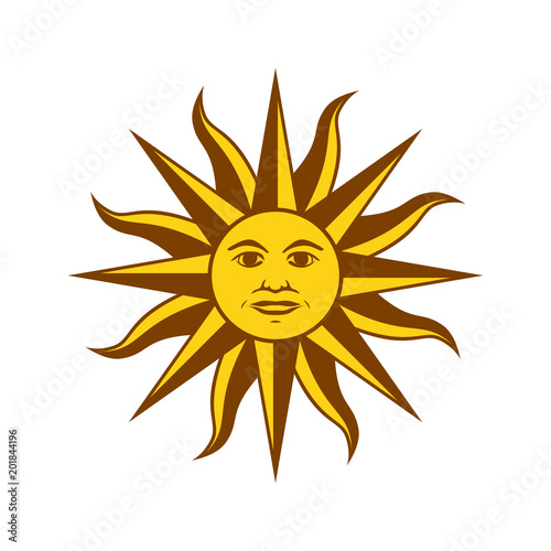 Uruguay Sun Of May. Symbol of Uruguay. Vector illustration on white background.