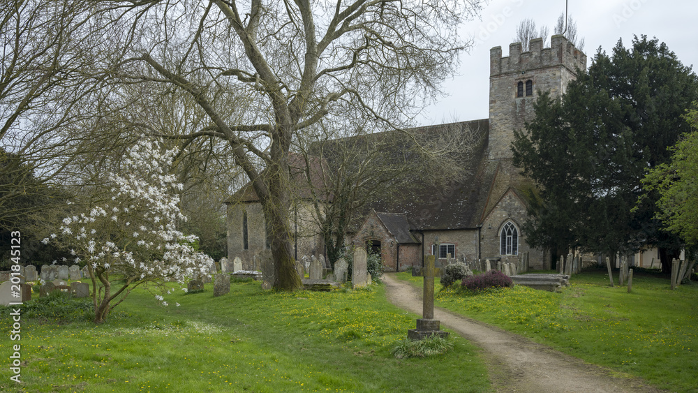 Spring view of St Marys Our Lady Church, Sidlesham, West Sussex, UK
