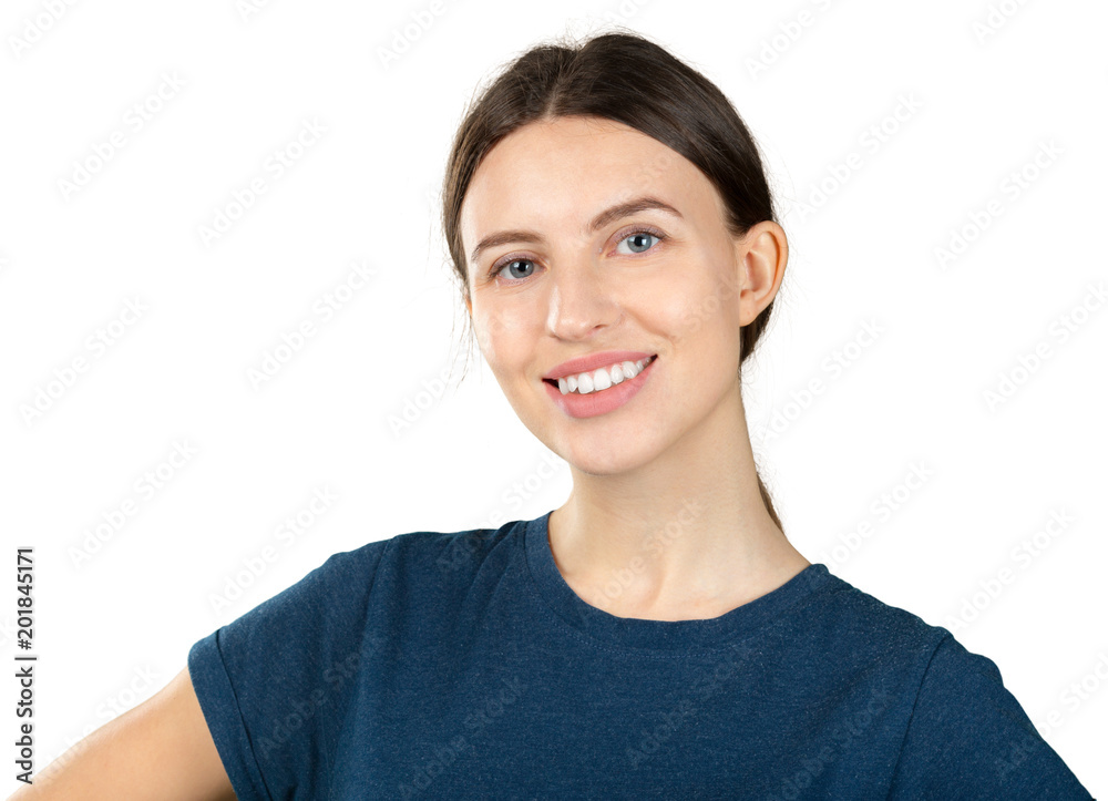 Young caucasian beautiful woman portrait isolated on white background Young caucasian beautiful woman portrait isolated on white background