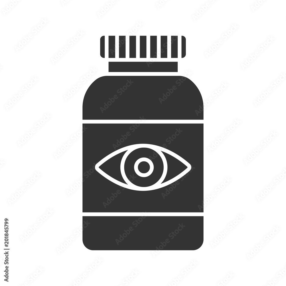 Fototapeta premium Eye pills glyph icon