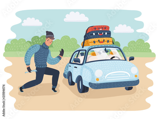 Car Insurance and Theft Colorful Vector Illustration flat style
