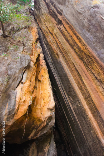 Rock reliefs thai stone texture beautiful monumentally, NATIONAL PARK, Phang Nga Bay, Thailand. Texture of big limestone cliffs. photo