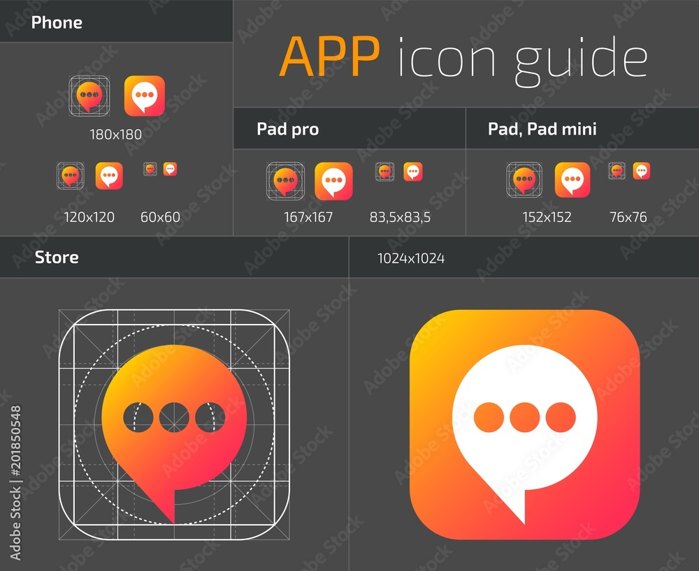 UI IOS button icons design guidelines for web and mobile app vector template