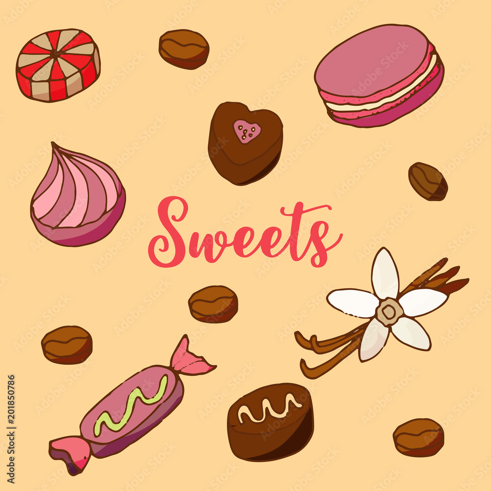 Cakes and dessert icons set Cakes and dessert icons set