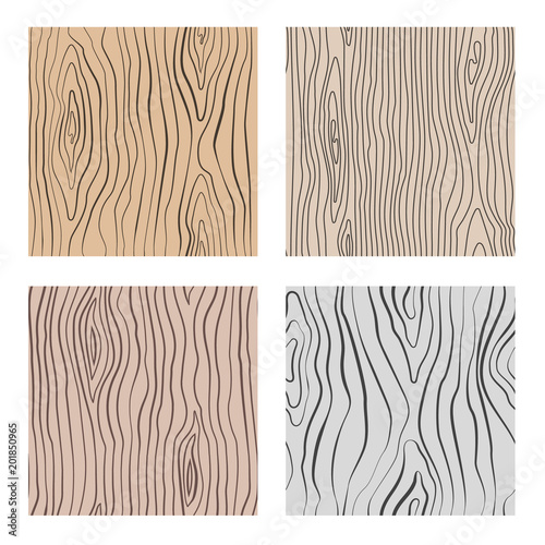 Wooden seamless patterns set. Wood grain repetitive vector textures