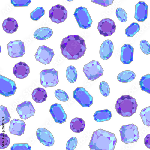Seamless pattern with colorful precious stones