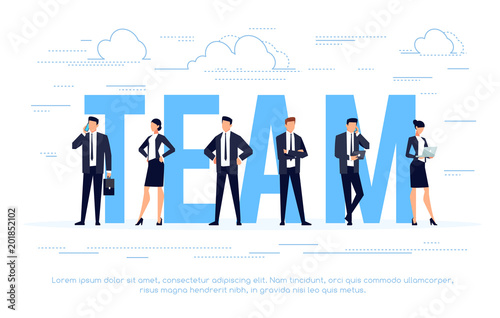 Concept of a business team in a flat style.