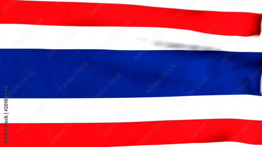 The waving flag of Thailand opens up the view to the position of Thailand on a colored world map The waving flag of Thailand opens up the view to the position of Thailand on a colored world map