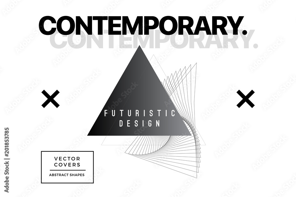 Vector Abstract Covers Templates, Contemporary Art Graphic Poster with Geometric Patterns, Modern Geometric Hipster Backgrounds, Brochures, Album Covers and Banners, Futuristic Design