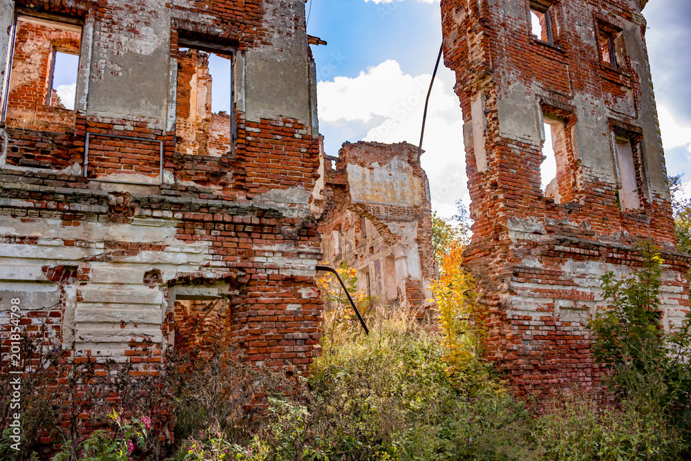 Ruins of a ruined manor of the 18th century close, Belkino, Russia

