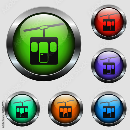 funicular vector icon on color glass buttons