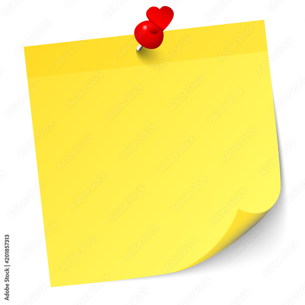Yellow Stick Note Red Heart Pin Yellow Stick Note Red Heart Pin