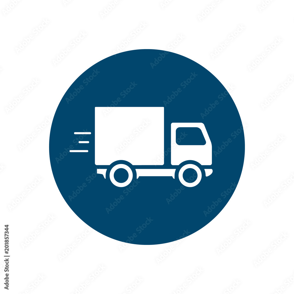 Delivery truck icon isolated on round background. Vector simple illustration. Delivery concept Delivery truck icon isolated on round background. Vector simple illustration. Delivery concept