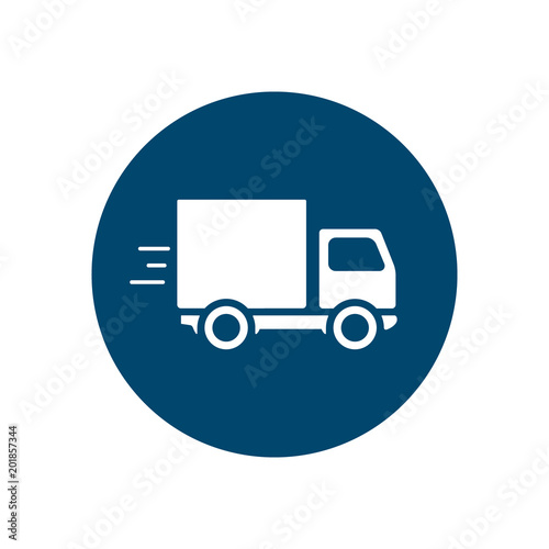 Delivery truck icon isolated on round background. Vector simple illustration. Delivery concept