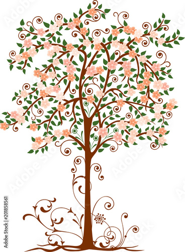 Naklejka Dekoracyjne kwitnące drzewa