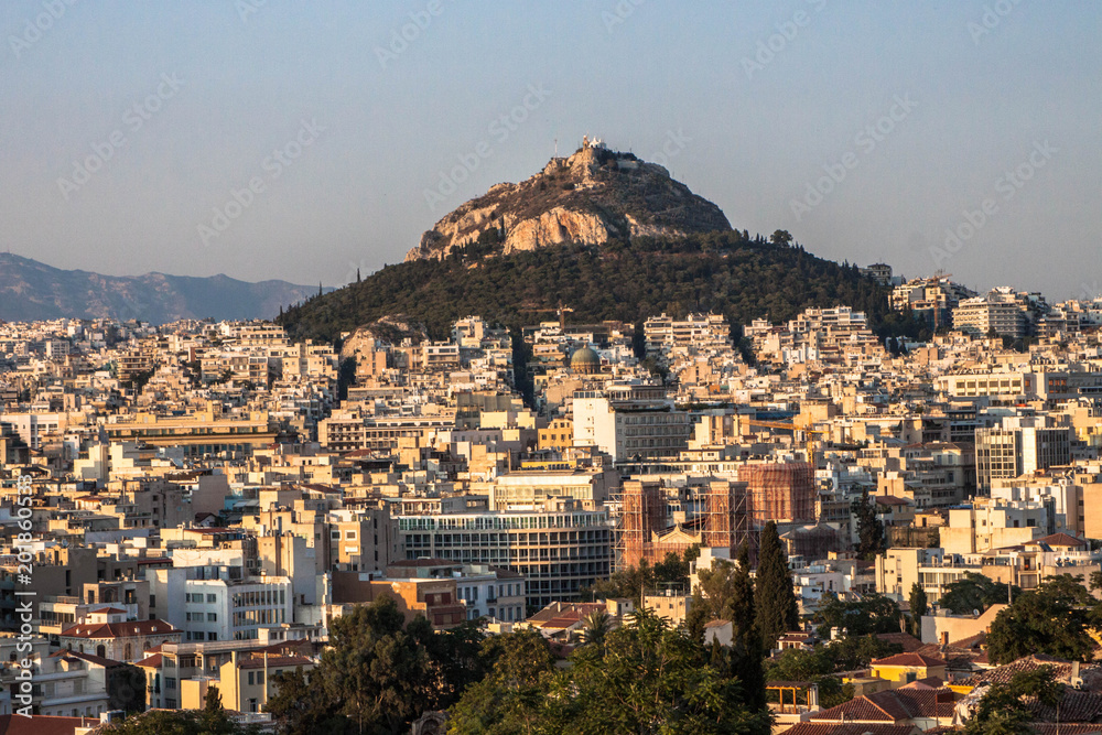 sunset over Athens Greece