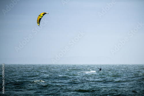 Kite surfing in Bournemouth, Dorset. 