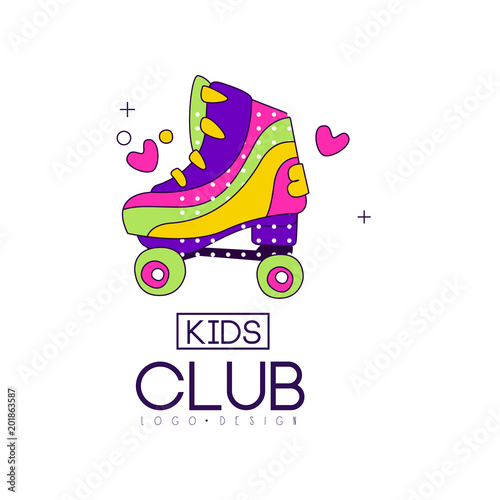 Kids club logo design  bright badge for development  educational or sport center vector Illustration on a white background