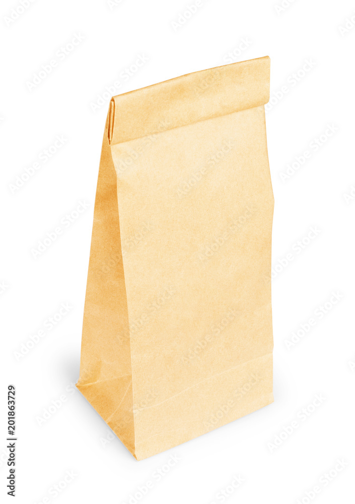 Brown paper eco package on a white background Brown paper eco package on a white background