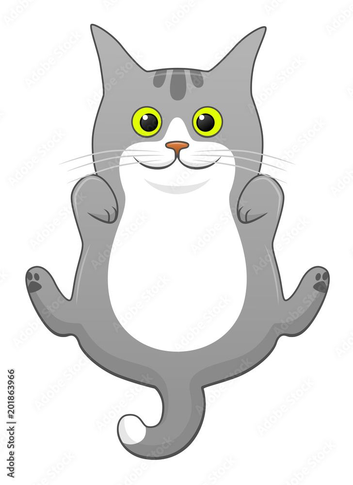 Cartoon cute cat lying on its back Cartoon cute cat lying on its back