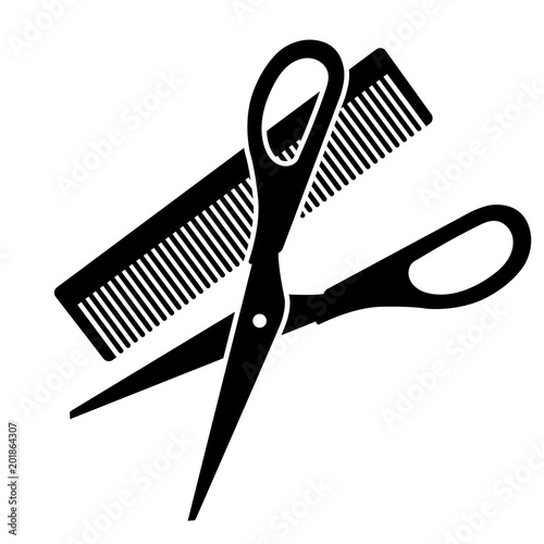 Hairdressing scissors and comb