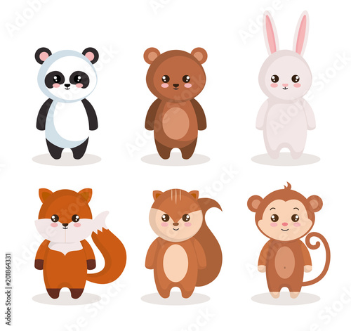 Fototapeta Naklejka Na Ścianę i Meble -  cute set animals characters vector illustration design
