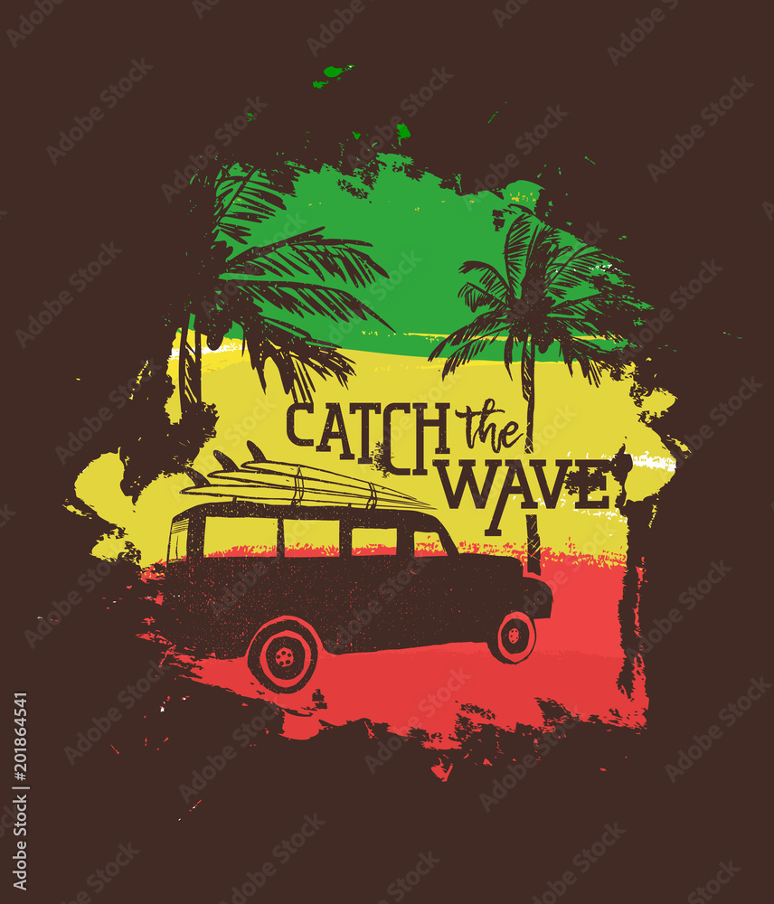 Obraz premium Surfer beach vacation vintage design with quote