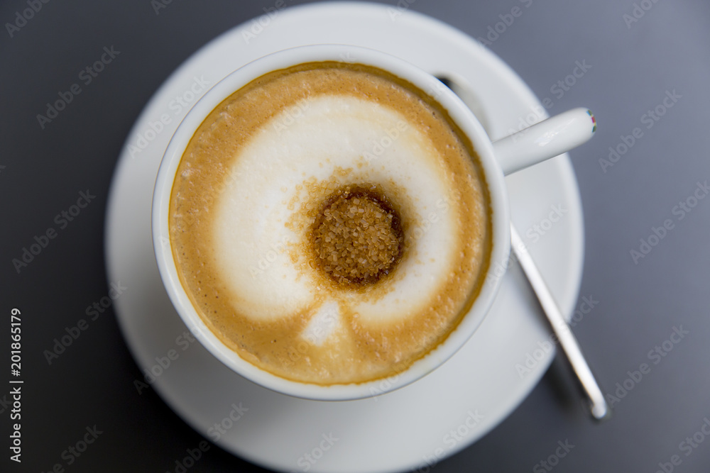 cup of coffee on a gray background cup of coffee on a gray background