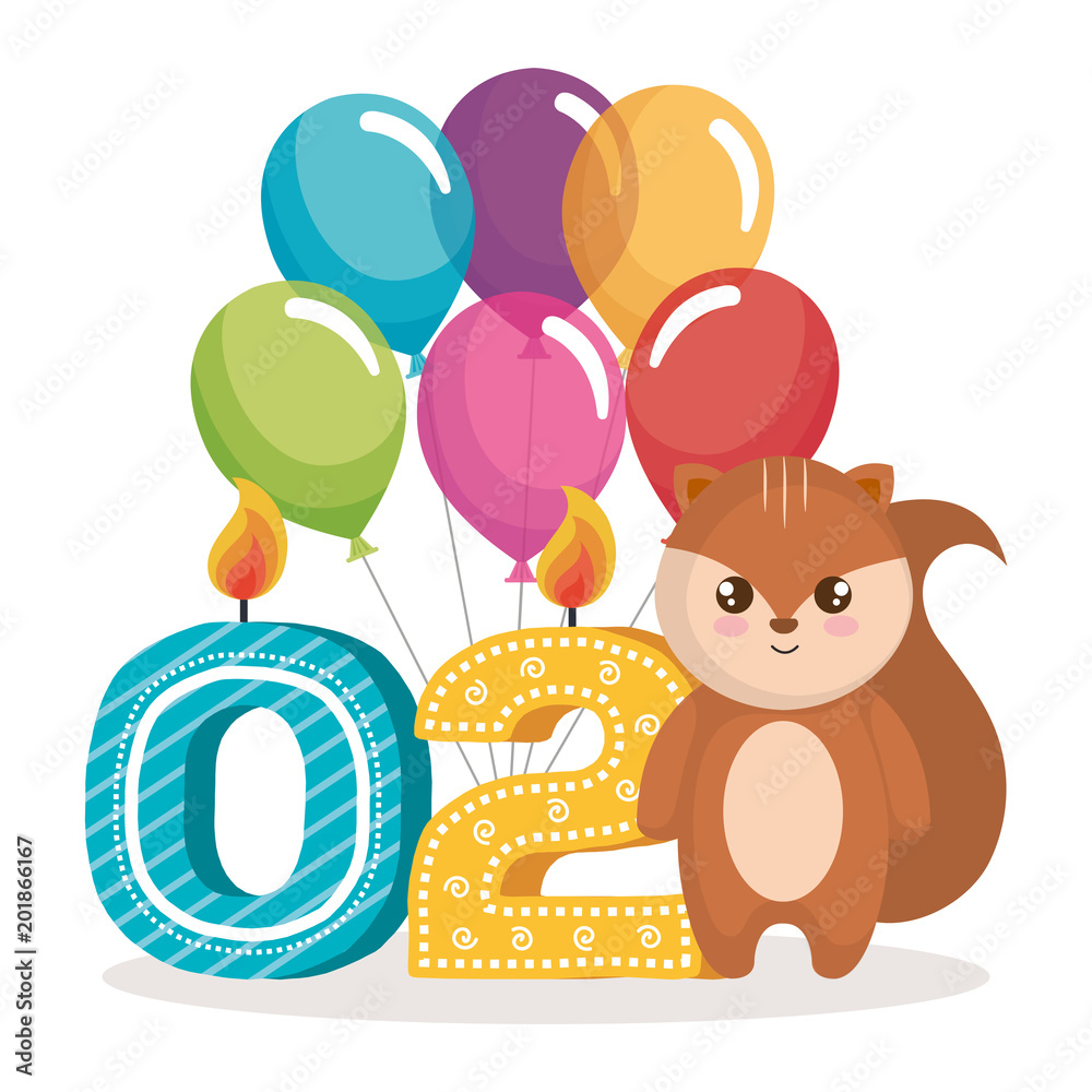 happy birthday card with chipmunk vector illustration design happy birthday card with chipmunk vector illustration design