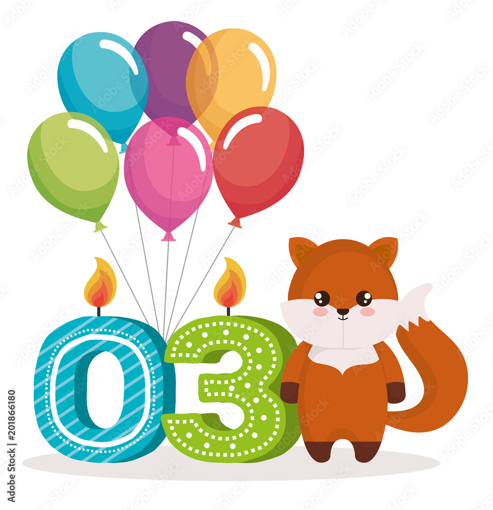 happy birthday card with fox vector illustration design happy birthday card with fox vector illustration design