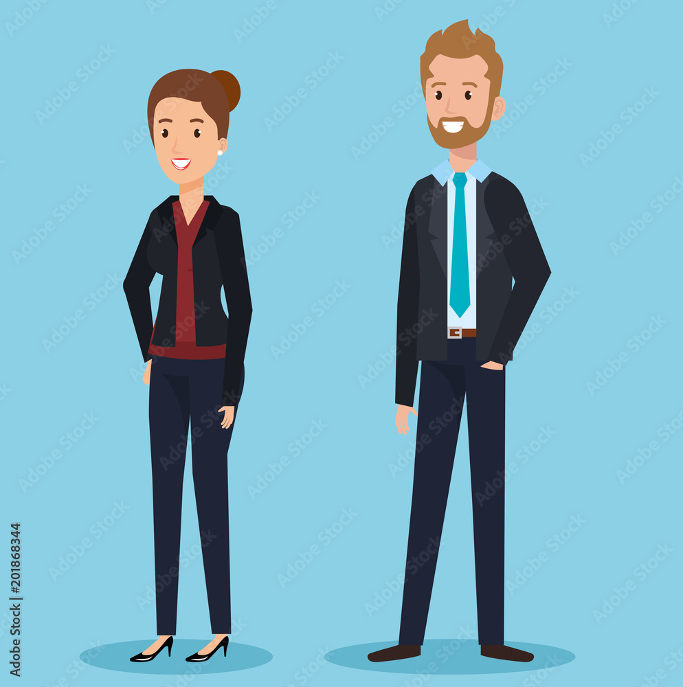 business couple avatars characters vector illustration design business couple avatars characters vector illustration design