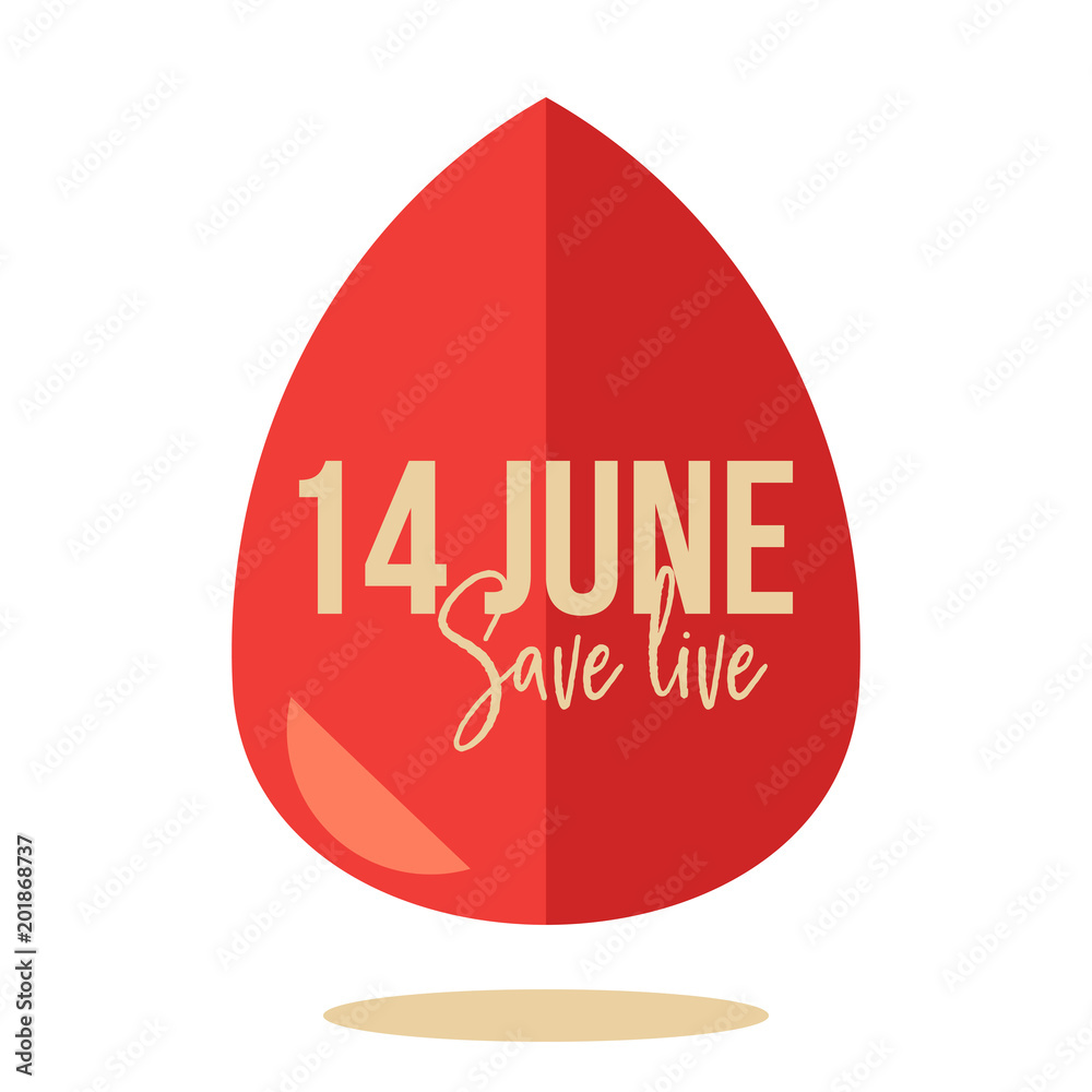 World blood donor day element with big red drop and shadow isolated on white background. 14th june giving blood charity and saving life vector illustration. World blood donor day element with big red drop and shadow isolated on white background. 14th june giving blood charity and saving life vector illustration.