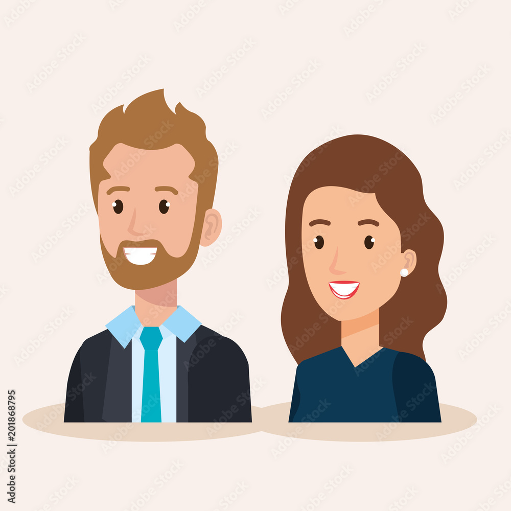 business couple avatars characters vector illustration design business couple avatars characters vector illustration design