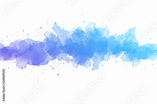 Abstract blue-azure watercolor on white-gray background