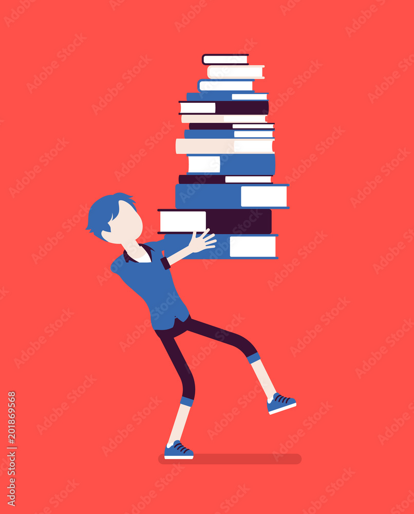 Boy holding a pile of books Boy holding a pile of books