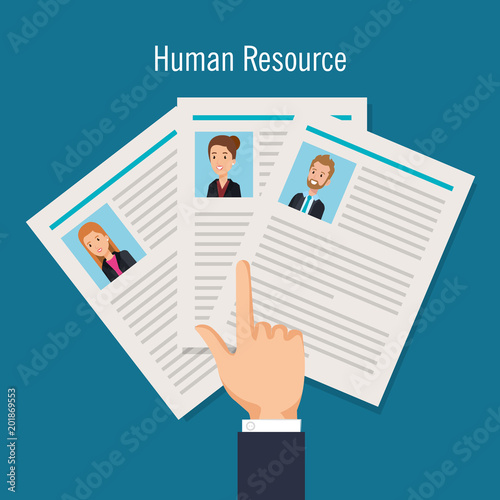 set curriculum vitae with hand index vector illustration design