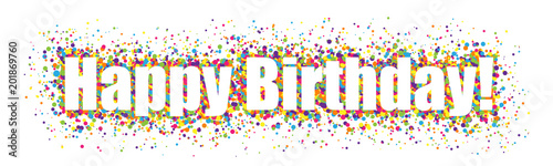 "HAPPY BIRTHDAY" banner with multicoloured dots