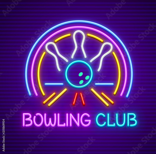 Bowling club sign for entertaining. Plaing the game. Skittles
